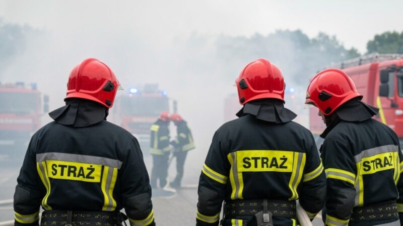 Pożar w Bajdach: Zniszczony budynek i ranny strażak
