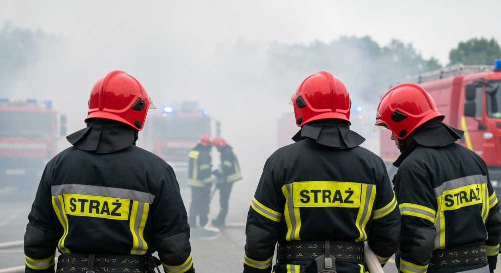 Pożar w Bajdach: Zniszczony budynek i ranny strażak
