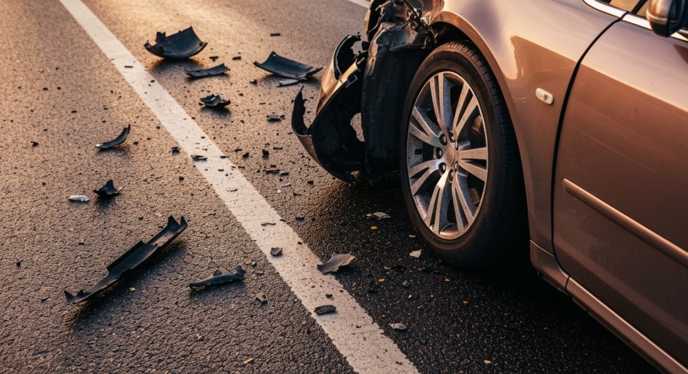 Kierowca w szpitalu po wypadku drogowym w Wietrznie: auto w rowie