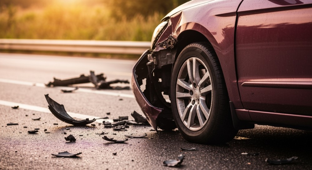Wypadek na DK19: Toyota w rowie, jedna osoba w szpitalu